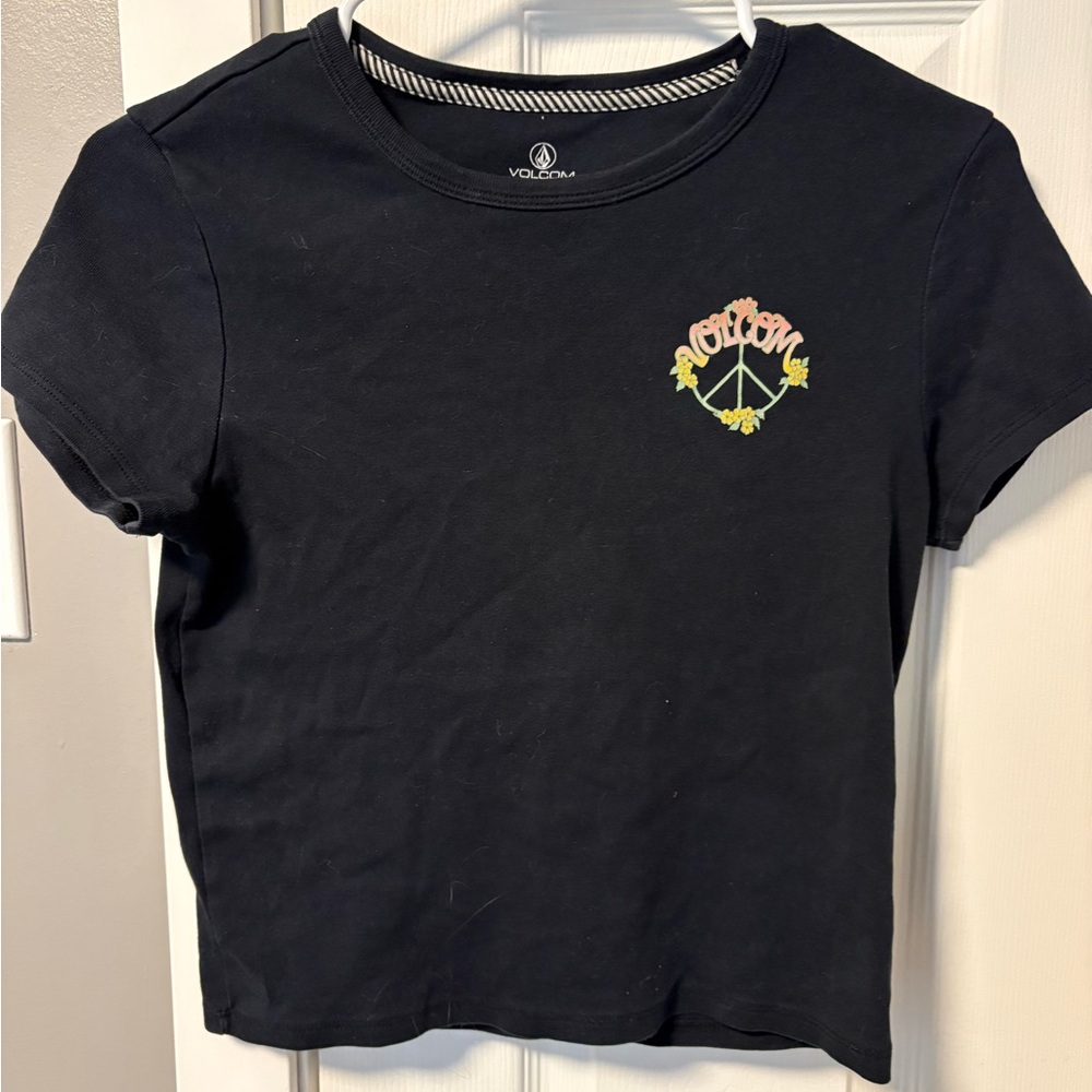 Volcom Black Tee with Floral Graphic